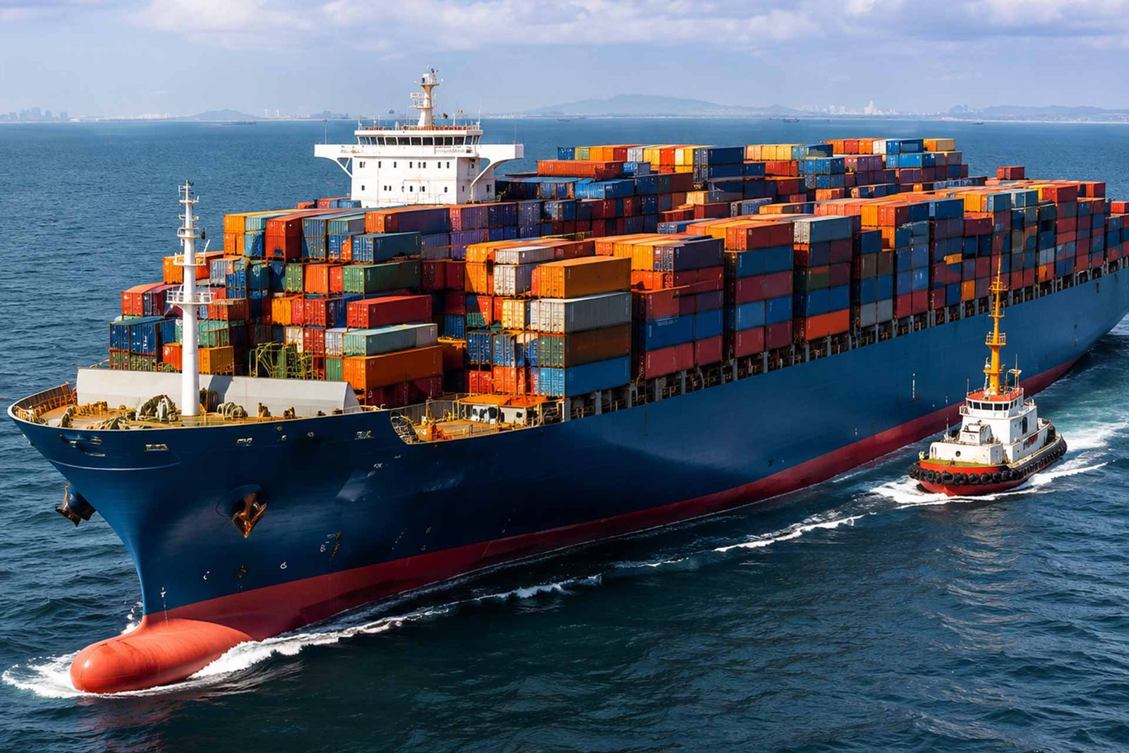 Navio transportando contêineres